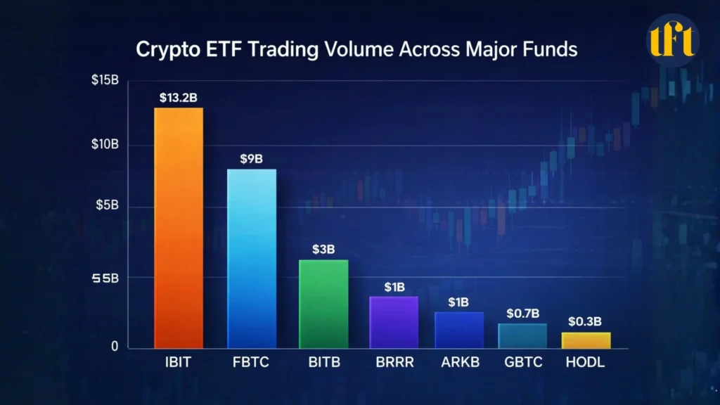 ETF trading volume across major funds