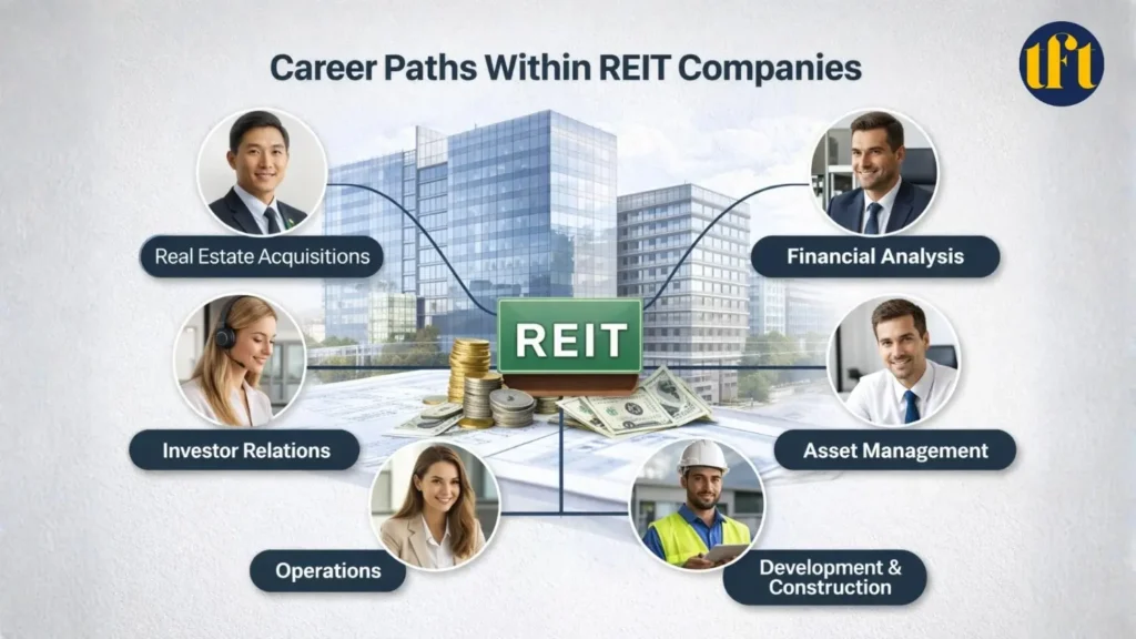 Infographic showing different career paths within REIT companies