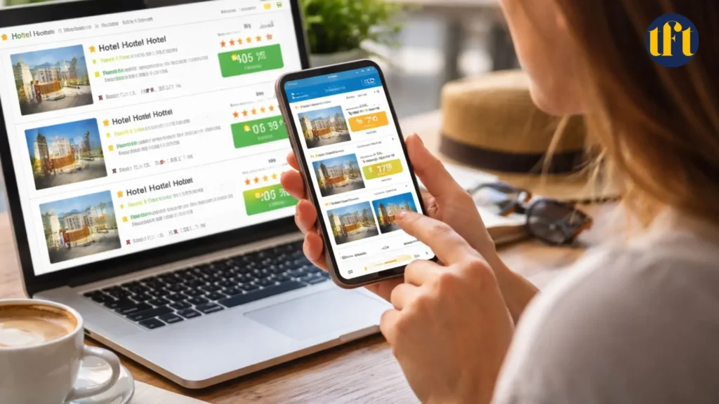 traveler comparing hotel prices